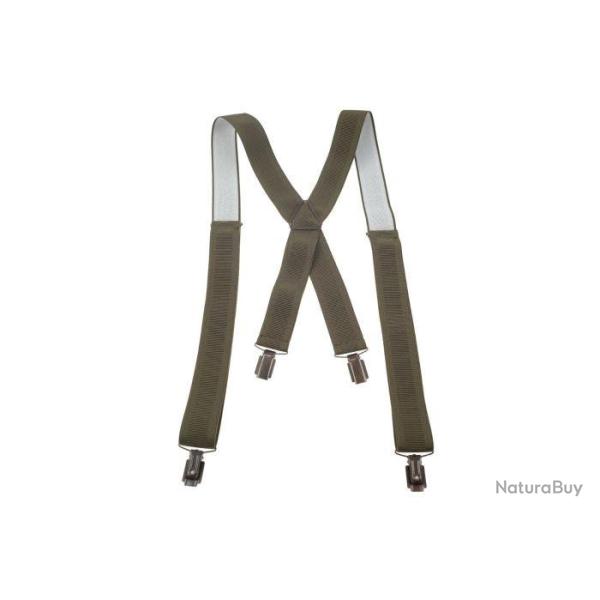 Bretelles sangle �lastique verte januel, 4 pinces bronze, largeur 3,5cm