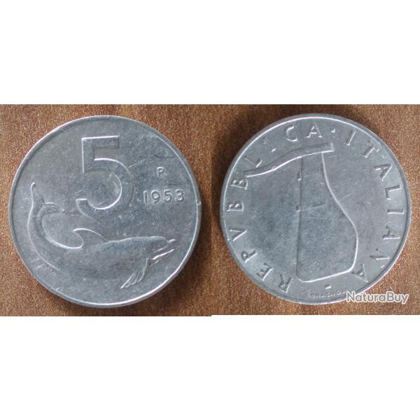 Italie 5 Lire 1953 Par Romagnoli Piece Lires