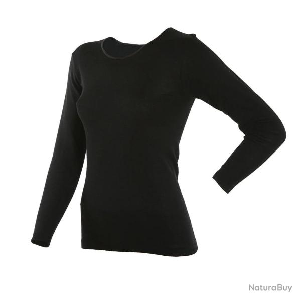 Pull femme chaud et fin en Soie et laine m�rinos noir