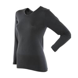 Pull femme chaud et fin en Soie et laine m&eacute;rinos gris