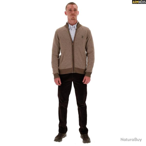 LOVERGREEN GILET LAMBSWOOL ZIPPE TAUPE