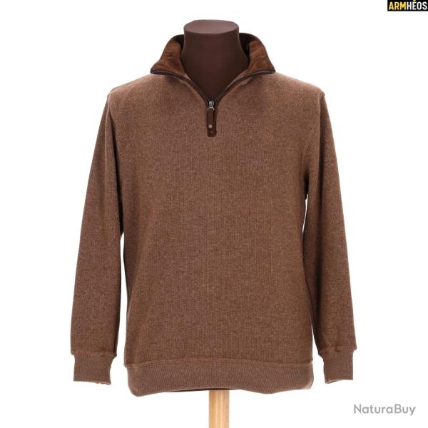 LOVERGREEN SWEAT COL ZIP CAMEL+COUDE