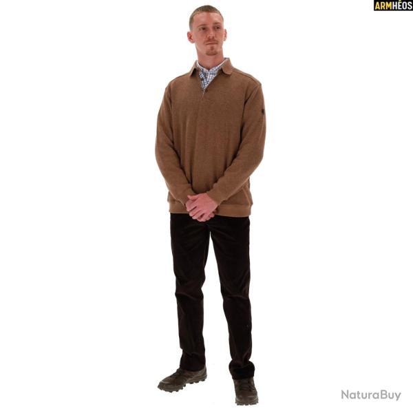 LOVERGREEN SWEAT COL BOUTONNE MARRON
