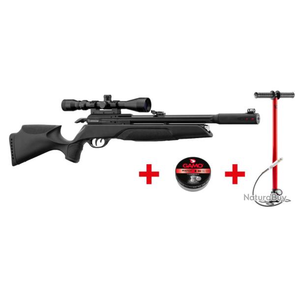 PACK CARABINE PCP GAMO ARROW 4.5MM 19.9J + LUNETTE 3-9X40WR + PLOMBS + POMPE