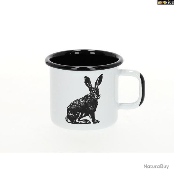LOVERGREEN TASSE BLANCHE LIEVRE METAL EMAILLE