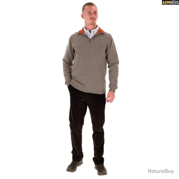 LOVERGREEN PULL LAMBSWOOL COL ZIPPE CHATAIGNE