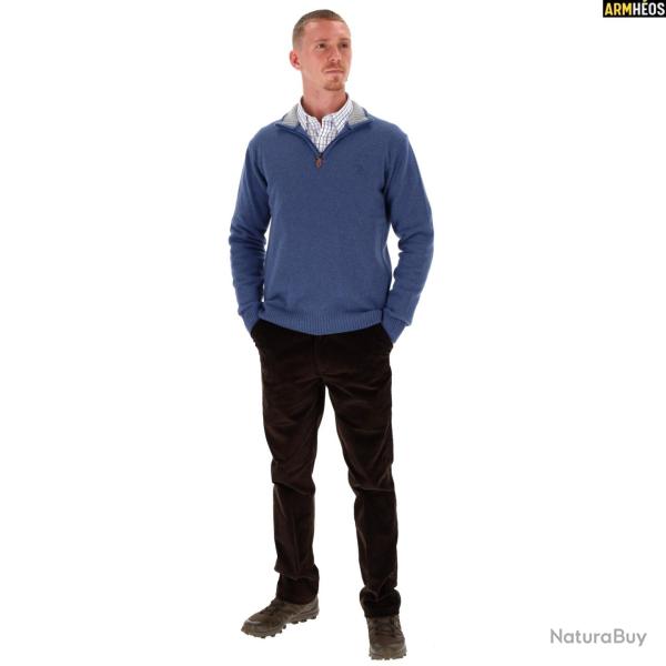 LOVERGREEN PULL LAMBSWOOL COL ZIPPE BLEU