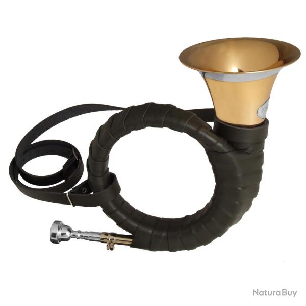 Cor de chasse avec habillage en cuir v�ritable
