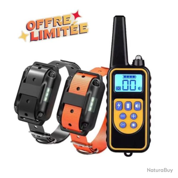 COLLIER DE DRESSAGE 2 chiens - 800 METRES - ecran LCD Top fiabilit� - PROMO LIMIT�E