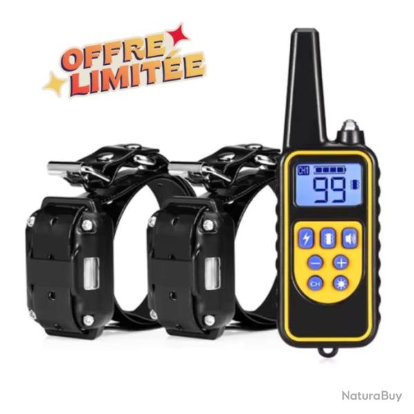 COLLIER DE DRESSAGE 2 chiens noir - 800 METRES - ecran LCD Top fiabilit� - PROMO LIMIT�E