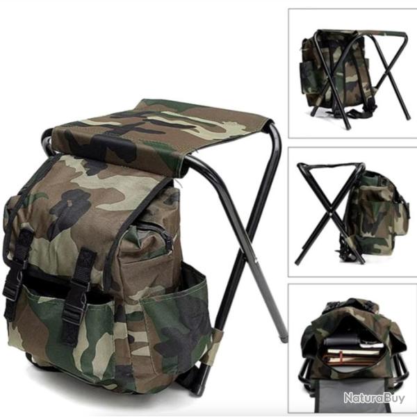 Chaise Pliante avec Sac � Dos pour P�che Chasse camping - Camouflage