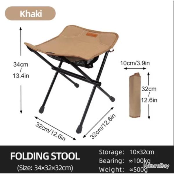 Mini Chaise Pliante Portable Ultral�g�re Pour P�che Camping Chasse Kaki