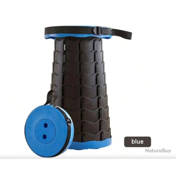 Tabouret T�lescopique d'Ext�rieur, Pliable et Portable - Hauteur R�glable Noir et bleu