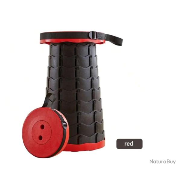Tabouret T�lescopique d'Ext�rieur, Pliable et Portable - Hauteur R�glable Noir et Rouge