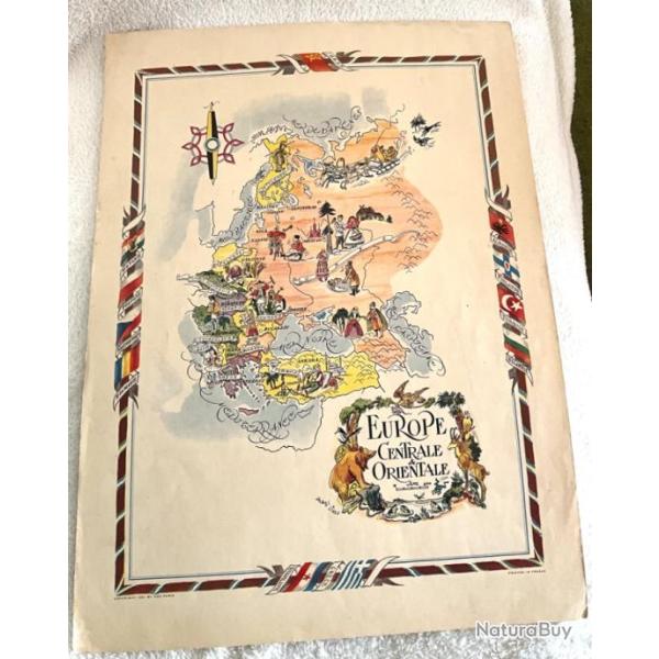 Ancienne carte illustr�e ��Europe centrale et Orientale�� Jacques LIOZU 1951
