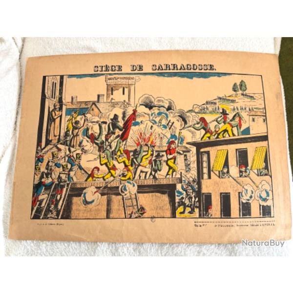 Ancienne Estampe du 19 �me �Si�ge de Sarragosse�� Imagerie Pellerin
