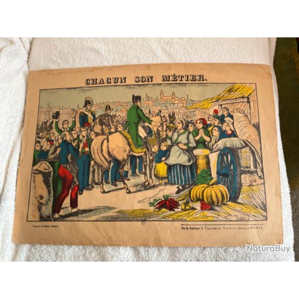 Estampe ancienne �pinal ��Chacun son M�tier�� 19 �me Imprimeur Pellerin