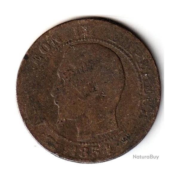 Pi�ce de Monnaie  France Cinq centimes NAPOLEON III 1854 D