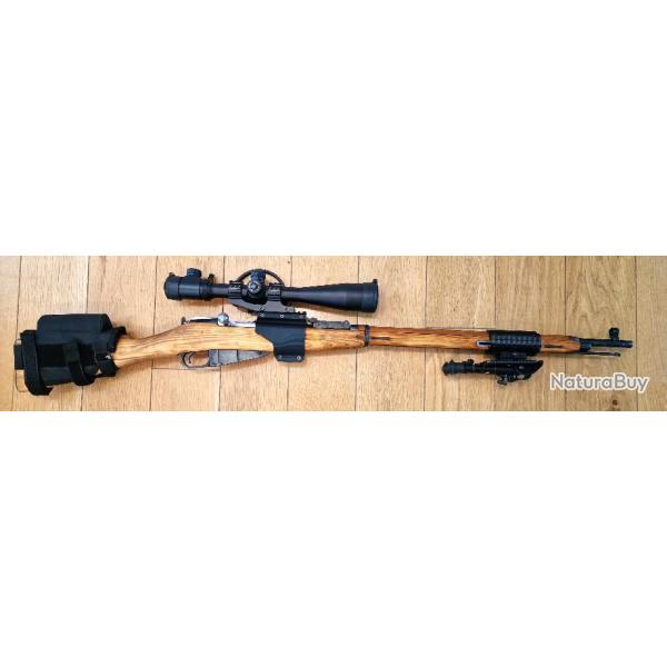Rail Lunette haut + collier monobloc + Appuie joue + adaptateur + bipied + autres - Mosin Nagant