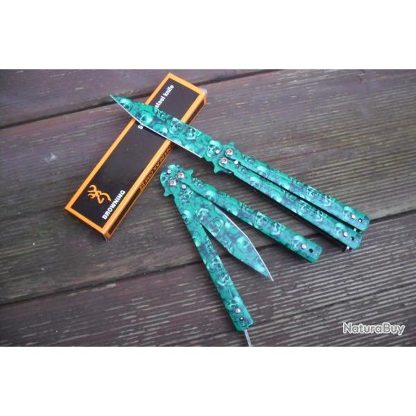 Couteau Papillon Balisong Color� 22,5 Cm Mad Zombi Lame Acier Sport Combat