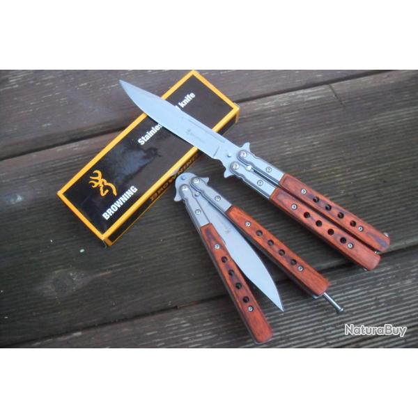 Couteau Papillon Balisong 23 Cm Lame Acier Adonis�e Sport Combat