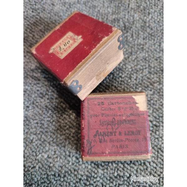 Rarissime bote vide d'poque en carton 25 cartouches calibre 6,35mm Parent& Leroy Paris