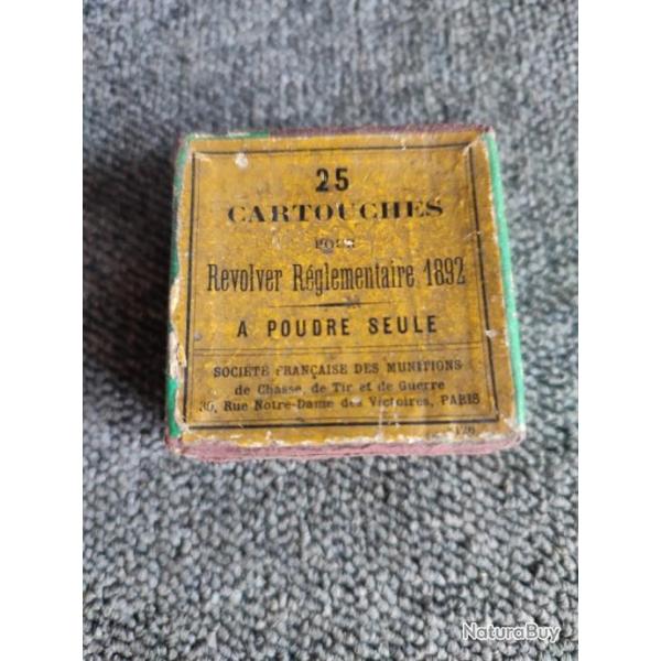 Rare boite d'origine vide en carton pour 25 cartouches Rvolver Rglementaire 1892  poudre seule