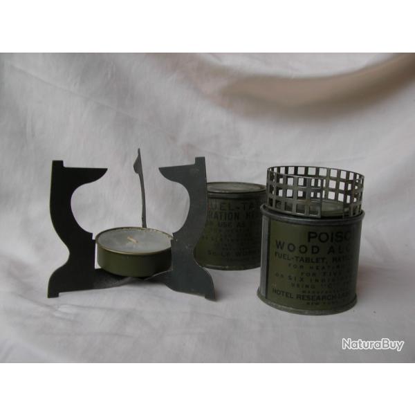 WW2 US LOT DE 2 MINIS R�CHAUDS MILITAIRES AM�RICAINS INDIVIDUELS PLIABLE/GRILLE TR�S RARE