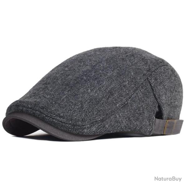 Casquette B�ret Gatsby Homme Chapeau d'Hiver Laine �paisse r�glable Gris Fonc�