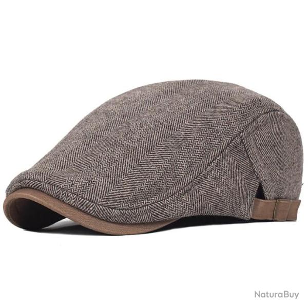 Casquette B�ret Gatsby Homme Chapeau d'Hiver Laine �paisse r�glable Marron