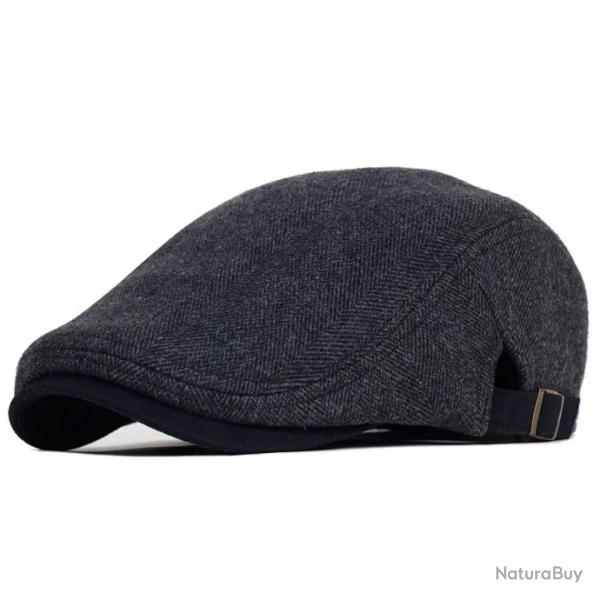 Casquette B�ret Gatsby Homme Chapeau d'Hiver Laine �paisse r�glable Noir