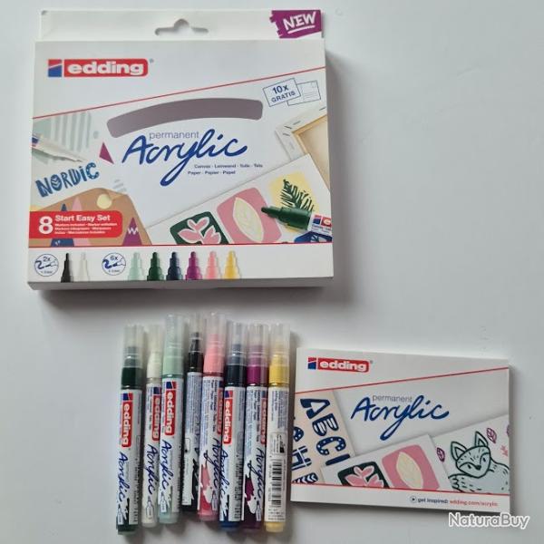 Ensemble de feutres peinture acrylic Edding et 10 cartes postales  raliser