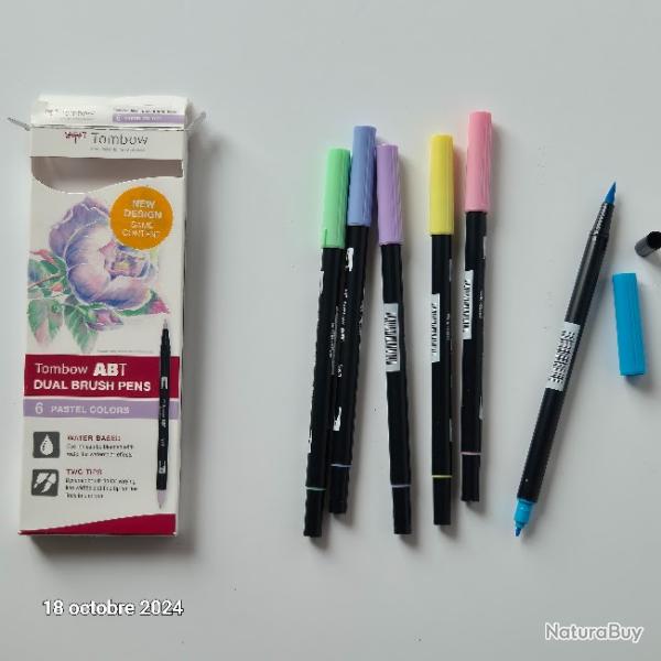 Ton pastel , Tombow ABT, Feutre pinceau ABT Dual Brush Pen, double pointes,  base d'eau, Set de 6