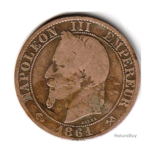 Pi�ce de Monnaie  France Cinq centimes NAPOLEON III 1861 K