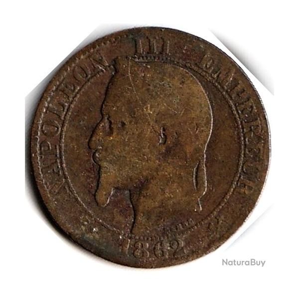 Pi�ce de Monnaie  France Cinq centimes NAPOLEON III 1862 K