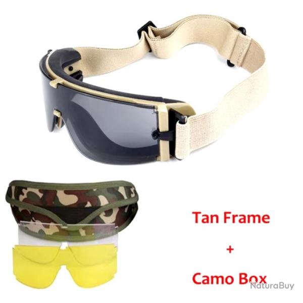 Lunettes de Soleil Militaires - Protection UV400, Anti-vent et Anti-bu�e Tan