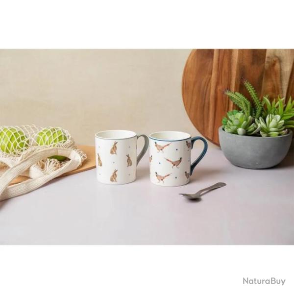 MUGS EN PORCELAINE LI�VRE ET FAISAN