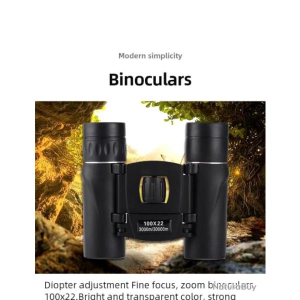 Jumelles 100X22 HD Longue Port�e 3000M Pliante BAKA4 FMC Observation Animale Chasse Plein Air Campi