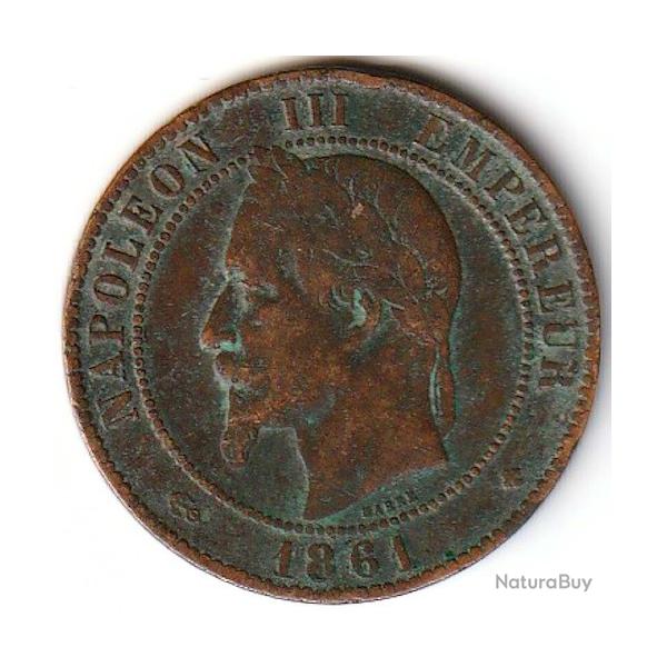 Pi�ce de Monnaie  France Dix centimes NAPOLEON III 1861 BB