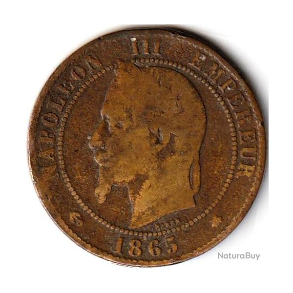 Pi�ce de Monnaie  France Dix centimes NAPOLEON III 1865 A