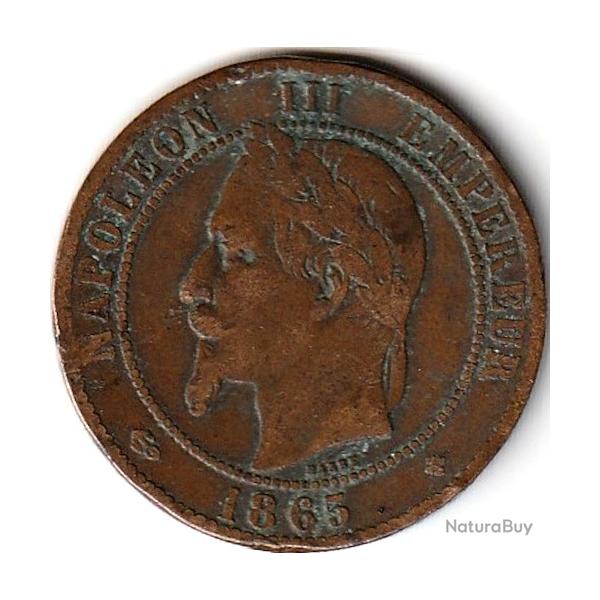 Pi�ce de Monnaie  France Dix centimes NAPOLEON III 1865 BB