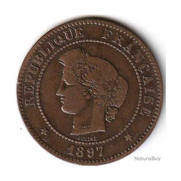 Pi�ce de Monnaie  France Cinq centimes C�r�s 1897 A
