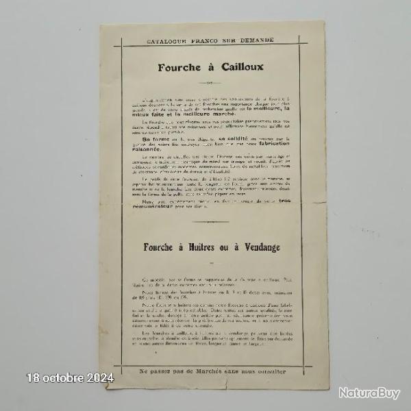 Vritable publicit, annes 1920 sur les fourches, fabriques par Terrat, Biol