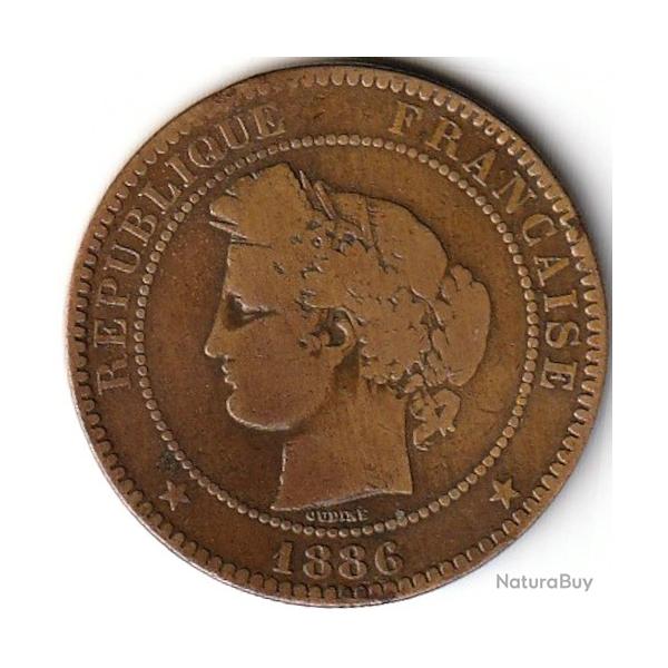 Pi�ce de Monnaie  France Dix centimes C�r�s 1886 A