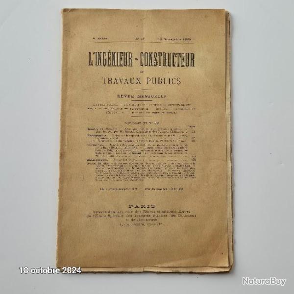 L'ing�nieur constructeur de travaux publics, novembre 1909, sommaire sur la premi�re photo