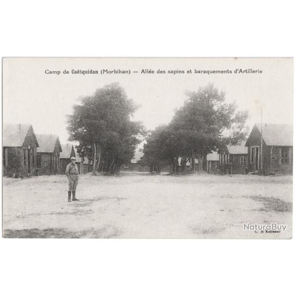 CPA MILITARIA  -  CAMP DE CO�TQUIDAN  -  ALL�E DES SAPINS ET BARAQUEMENTS D'ARTILLERIE