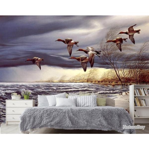Papier peint photo, (300 x 230cm) dcoration murale pour chambre, nature, oies sauvages