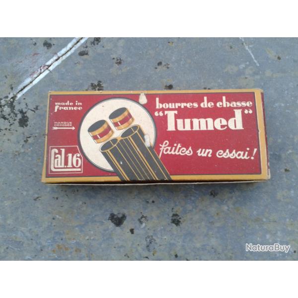 Belle et Rare Boite compl�te 100 Bourres TUMED Calibre 16