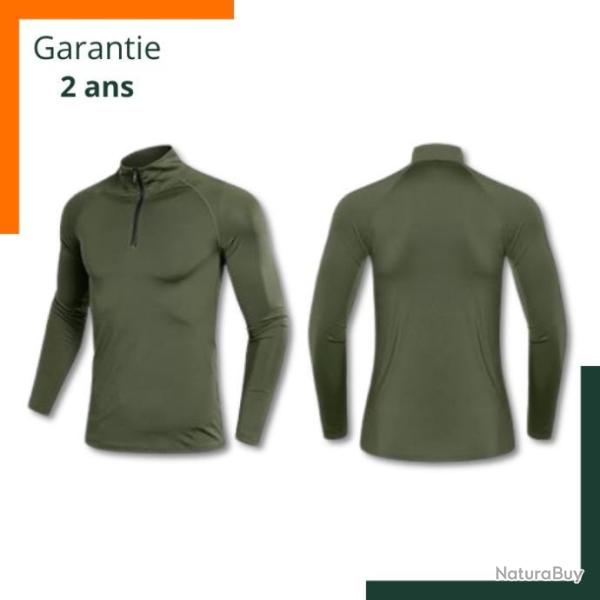 Sweat zipp� - Vert arm�e - Respirant - S�chage rapide - Tissu doux - Garantie 2 ans