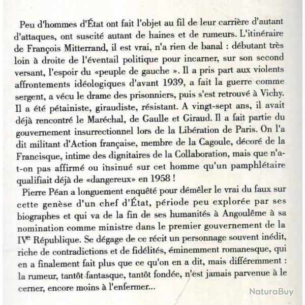 Une jeunesse fran�aise. Fran�ois Mitterrand 1934-1947.Vichy. par pierre p�an